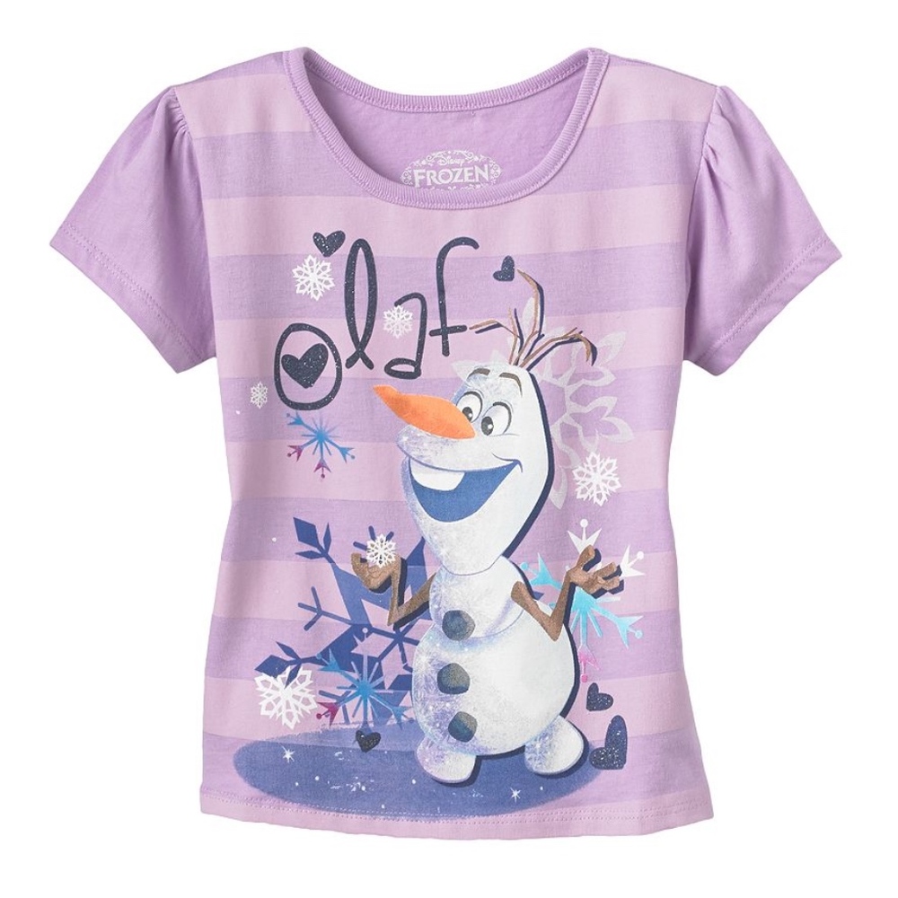 Disney Frozen Olaf Striped Tee Girls Sz 5 NEW